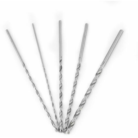 5pcs Set de Mèches Hélicoïdales en Acier Rapide Queue Ronde diamètre 2mm, 3mm, 3.5mm, 4mm, 5mm, longueur de 150mm pour outils de perçage, perceuses, perceuses, fraiseuses, tourelles