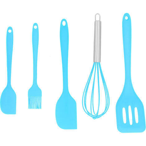 5Pcs/Set Silicone Spatula DIY Kitchen Utensil Baking Tool Cake Decoration for Home BakeryBlue