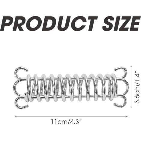 5pcs Stainless Steel Tent Spring Tension Porch Spring Tent Swing Buckle Hook Set Heavy Duty Windproof for Fixed Awning Rope Portable Camping Beach Dog Training Sunshade Recliner Outdoor Deck Peg