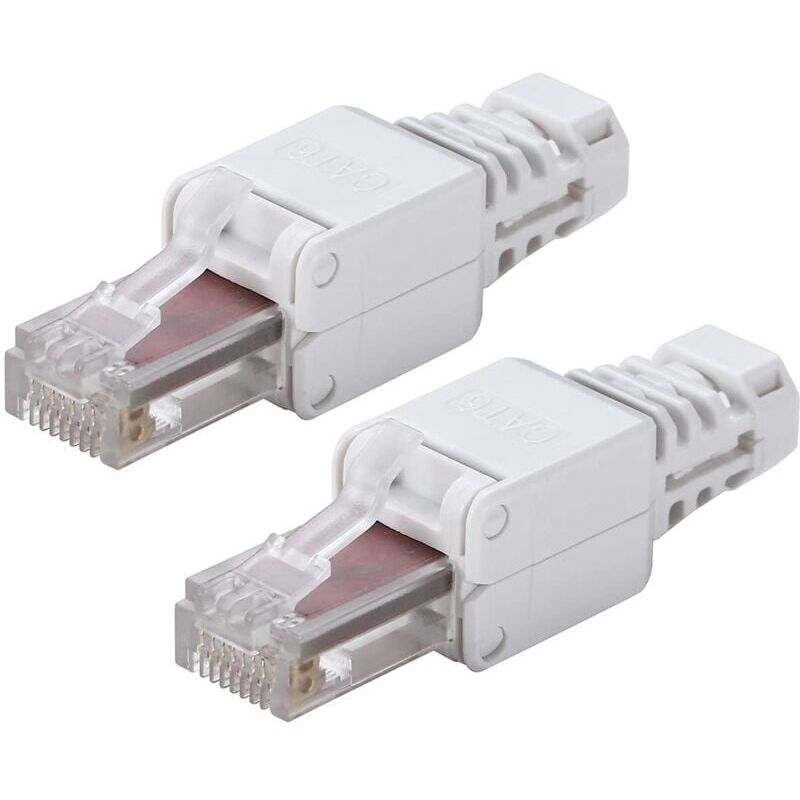 2 pièces Connecteurs RJ45 sans outil prise réseau UTP, sans outil pour câble Ethernet toronné CAT5/5E CAT6/6A solide-LIAIKI