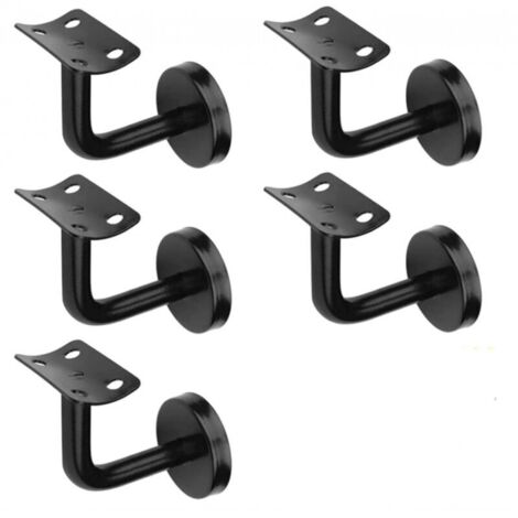 5pcs Supports de Main Courante d'Escalier Noir, Supports de Rampe d'Escalier, en Acier Inoxydable, 60x80 mm,  Pour Rampes d'Escalier Intérieures et Extérieures