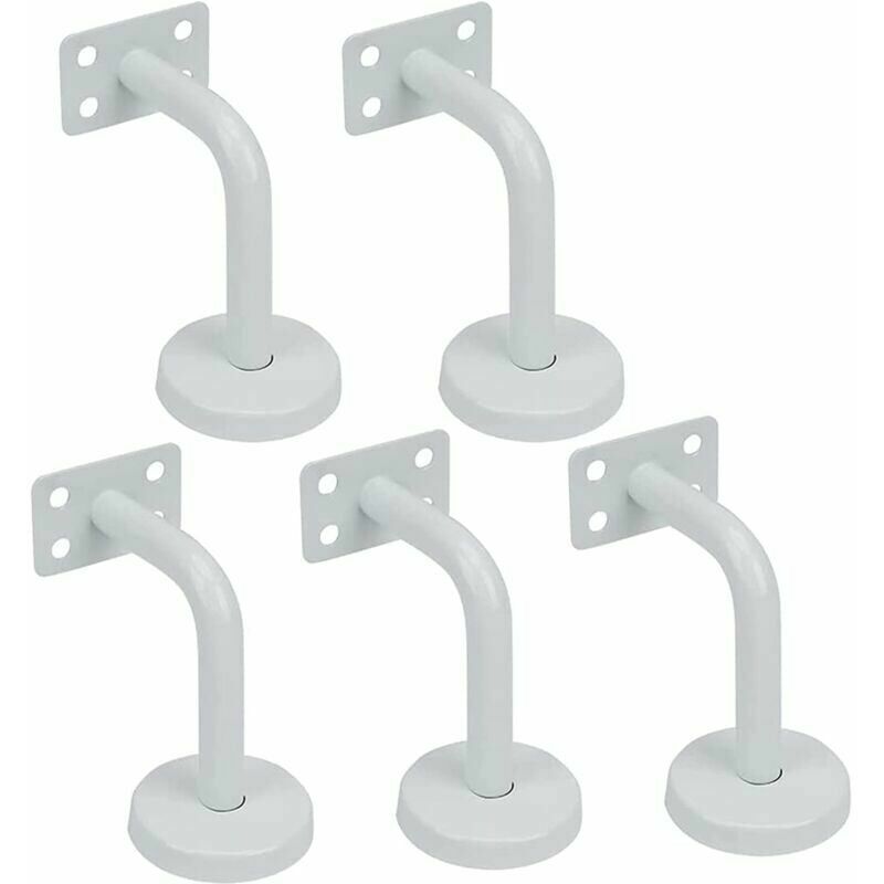 Trimec - 5pcs Supports de Main Courante d'Escalier, Supports Acier Inoxydable Blanc de Rampe d'Escalier-60x80mm-Vis de montage fournis-Pour Fixation
