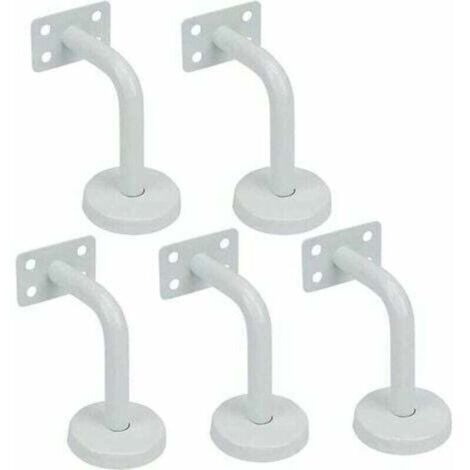 5pcs Supports de Main Courante d'Escalier, Supports Acier Inoxydable Blanc de Rampe d'Escalier-60x80mm-Vis de montage fournis-Pour Fixation Rampes d'Escalier et garde corps Intérieure et Extéri