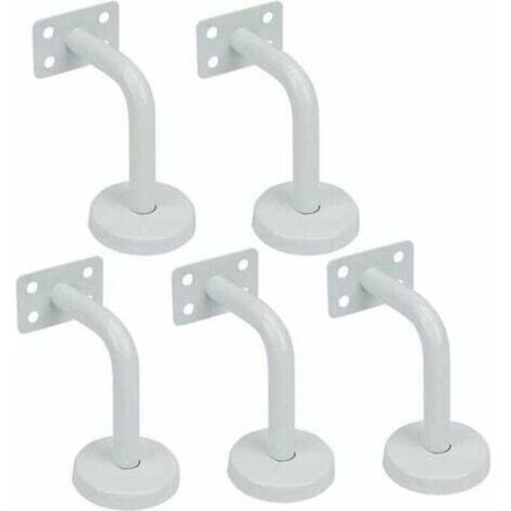 5pcs Supports de Main Courante d'Escalier, Supports Acier Inoxydable Blanc de Rampe d'Escalier-60x80mm-Vis de montage fournis-Pour Fixation Rampes d'Escalier et garde corps Intérieure et Extéri