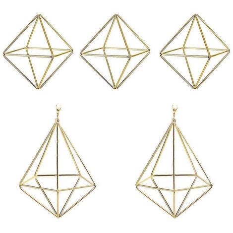 5pcs Supports Géométriques Métalliques pour Plantes Aériennes, Présentoir Décoratif Terrarium en Fer, Rack Design Moderne pour Décoration Intérieure