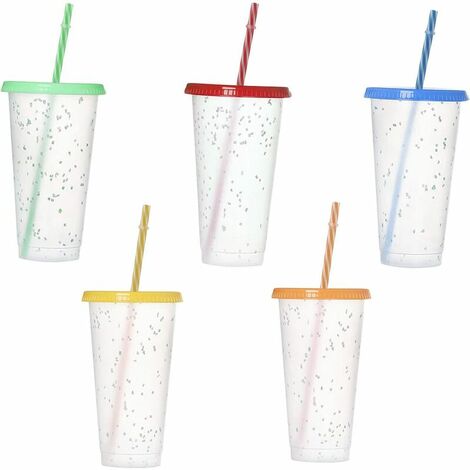 5pcs Tasse en Plastique réutilisable Tasse Change de Couleur Verres Plastique réutilisables, gobelet, Verre, Tasse en Plastique, Vaisselle, Enfant, Bebe, Camping, a Eau, Whisky, Cocktail