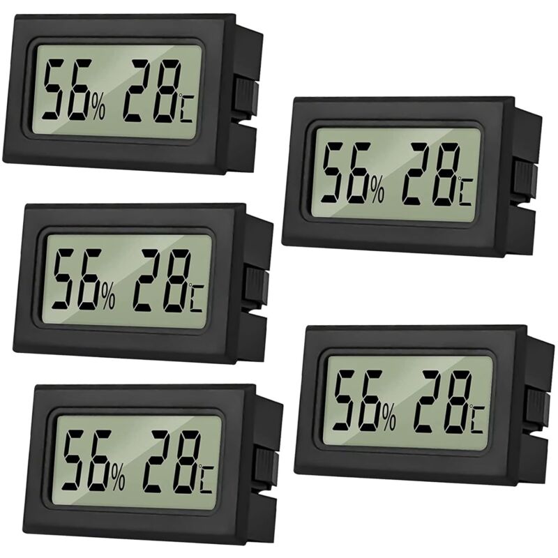 5PCS Thermometre intérieur Hygromètre intérieur Mini thermometre, Reptiles Hygromètre digital, Température Humidité Mesure pour Bureau Cuisine