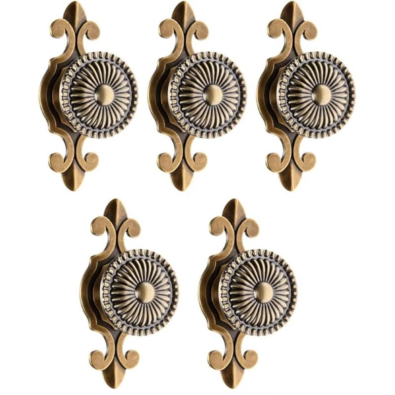 Fitags - 5pcs Tirette Antique pour Tiroir Porte Armoires Poignées De Cuisine Boutons pour des Meubles Armoires-Laiton antique