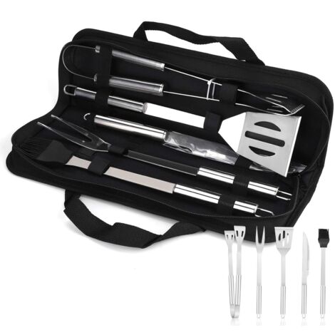 5Pcs Ustensiles Barbecue,Kit Barbecue Outil de Barbecue en Acier Inoxydable, Accessoire Barbecue, Ustensiles pour Barbecue, Accessoires Barbecue pour Jardin, Extérieur, Randonnée, Grillades