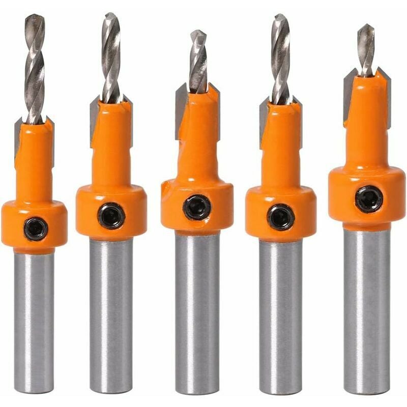 Hoopzi - 5pcs Wood Chamfer Drill Bit Countershaft hss Taper Drill Bit Drill Bit