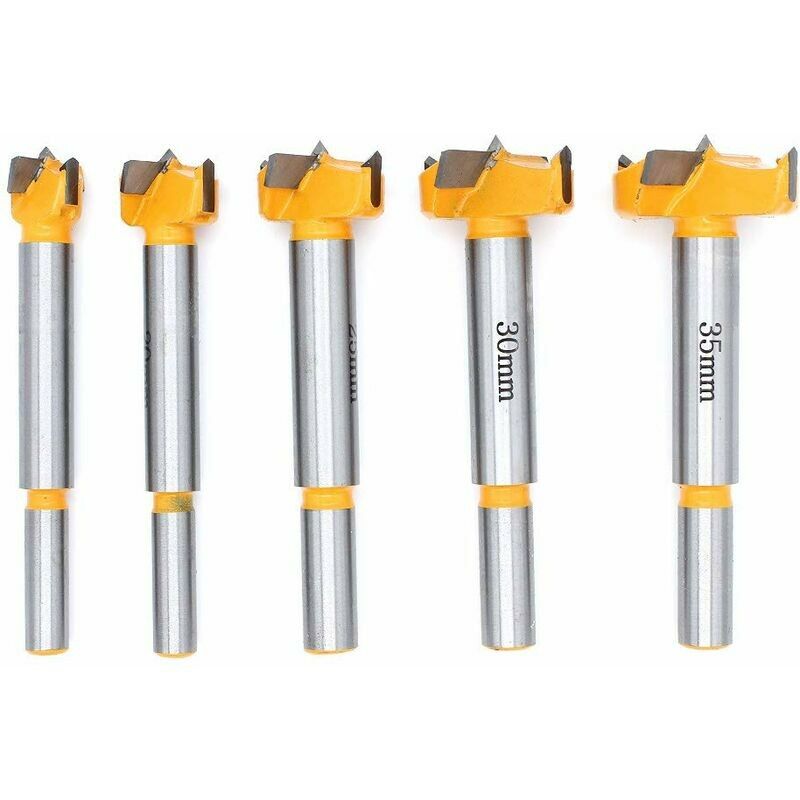 KZQ - 5pièce Mèches Bois Aiguisé, 15mm, 20mm, 25mm, 30mm, 35mm L'installation de Portes Sphériques Bois, Tiroirs, Drill Bits pour Faire des Trous