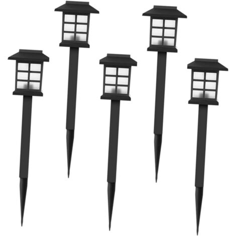 5pièces Lampe Solaire De Jardin Forme De Maison Lot De Lampes Sur Piquet