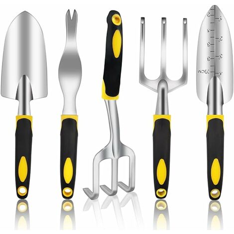 5pièces Outils Jardinage Adulte Kit Jardinage Femme Potager Exterieur Outil Pelle Jardinage Transplantoir Griffe De Jardin Rateau Beche Jardinage Fourche Outillage De Jardin Cadeau MINKUROW