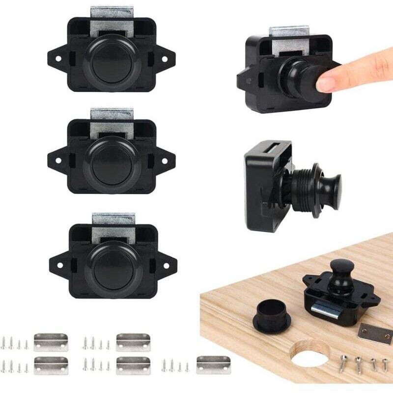 5PSC Loquet de verrouillage à bouton-poussoir, Serrures de porte sans clé pour camping-car, yacht, bateau, loquet de poignée de porte d'armoire Pop
