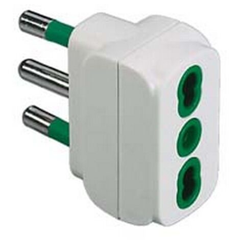 5PZ ADATTATORE 2 POLI + TERRA BIPASSO BIANCO - bianco 82110