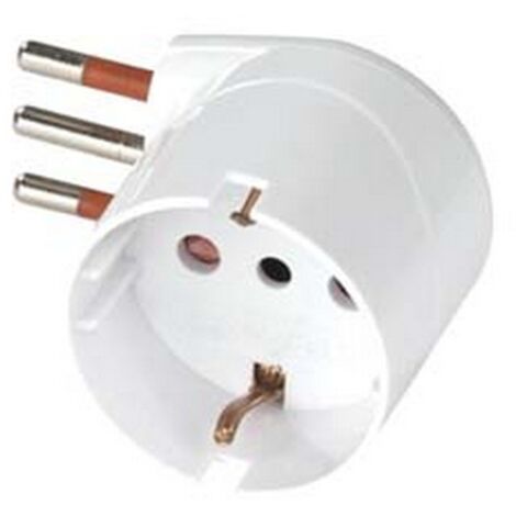 5PZ ADATTATORE SALVASPAZIO SCHUKO 90° 2P+T BIANCO - 16A