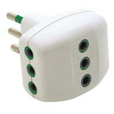 5PZ ADATTATORE TRIPLO 2 POLI + TERRA 10A BIANCO - bianco 82200