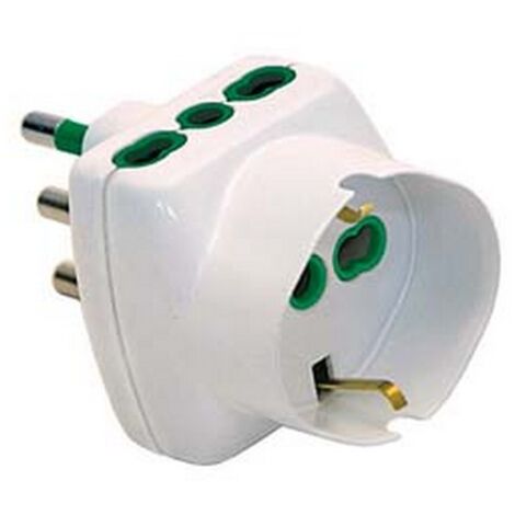 5PZ ADATTATORE TRIPLO 2 POLI + TERRA SCHUKO BIPASSO BIANCO - bianco 82240