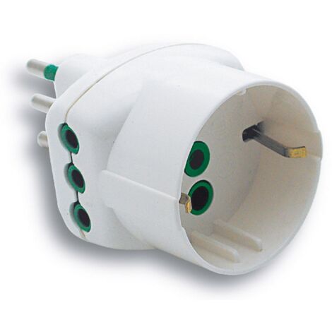 5PZ ADATTATORE TRIPLO 2P+T spina 10A/2 prese 10A+schuko