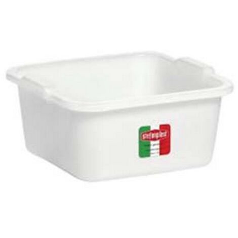 5PZ BACINELLA QUADRA IN POLIETILENE BIANCA  - cm.30x30x12,5 da lt.7