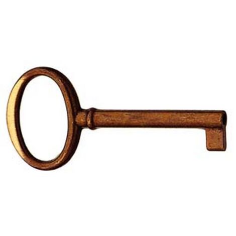 5PZ CHIAVI PER MOBILI MOD.33706 IN OTTONE PATINATO PULITO TESTA FOUME' - MM.73X34 LUNGHEZZA GAMBO MM.44