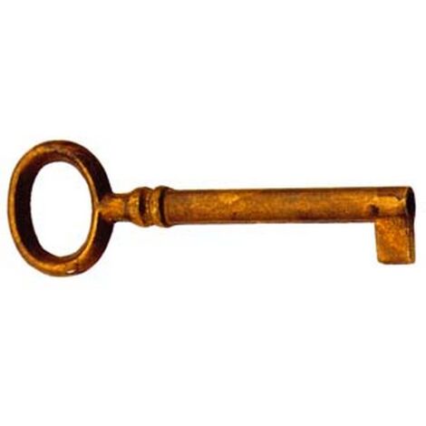 5PZ CHIAVI PER MOBILI MOD.33718 IN OTTONE PATINATO PULITO - MM.81X24 LUNGHEZZA GAMBO MM.53