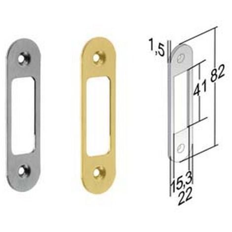 5PZ CONTROPIASTRA REGOLABILE G188 BORDO TONDO PER SERRATURA BITTER - MM.82X22 BORDO TONDO OTTONE LUCIDO VERNICIATO
