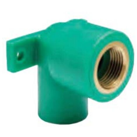 5PZ CURVA 90° CON STAFFA FILETTATA FEMMINA IN PPR PN25 - F ø mm.20x1/2"