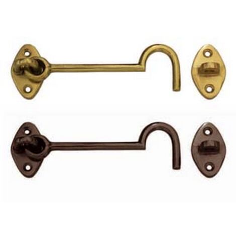 5PZ GANCIO FERMAPERSIANE SNODATO CON INCONTRO - mm.60 in ottone lucido