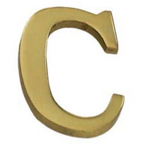 5PZ LETTERA ALFABETO "C" IN OTTONE LUCIDO