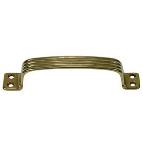 5PZ MANETTONCINO RIGATO IN OTTONE LUCIDO - mm.140x25h. - interfori mm.130