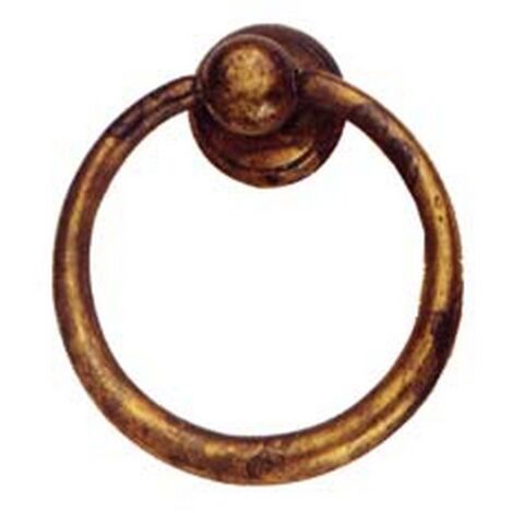 5PZ MANIGLIE PER MOBILI AD ANELLO SNODATE MOD.09202 IN OTTONE ANTICATO - MM.40X46H.
