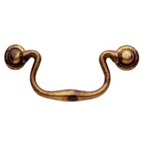 5PZ MANIGLIE PER MOBILI SNODATE MOD.03019 IN OTTONE ANTICATO - MM.115X49H. - INTERFORI MM.96