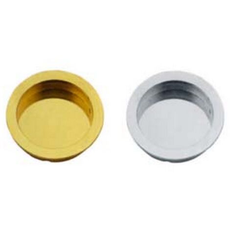 5PZ MANIGLIETTA NICCHIA TONDA AD INCASSO SENZA FORO IN OTTONE - mm.40 in ottone lucido