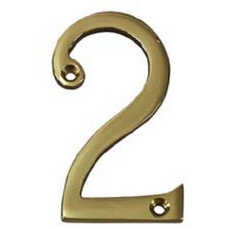 5PZ NUMERO CIVICO "2" INGLESE IN OTTONE LUCIDO