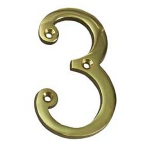 5PZ NUMERO CIVICO "3" INGLESE IN OTTONE LUCIDO
