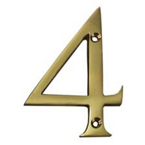 5PZ NUMERO CIVICO "4" INGLESE IN OTTONE LUCIDO