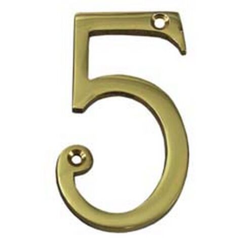5PZ NUMERO CIVICO "5" INGLESE IN OTTONE LUCIDO