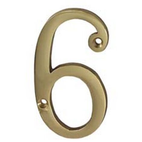 5PZ NUMERO CIVICO "6" INGLESE IN OTTONE LUCIDO