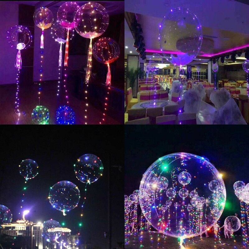 Image of Shopping In Rete - 5pz. palloncini led luminosi da 20 pollici trasparenti con filo 3M palloncini luminosi