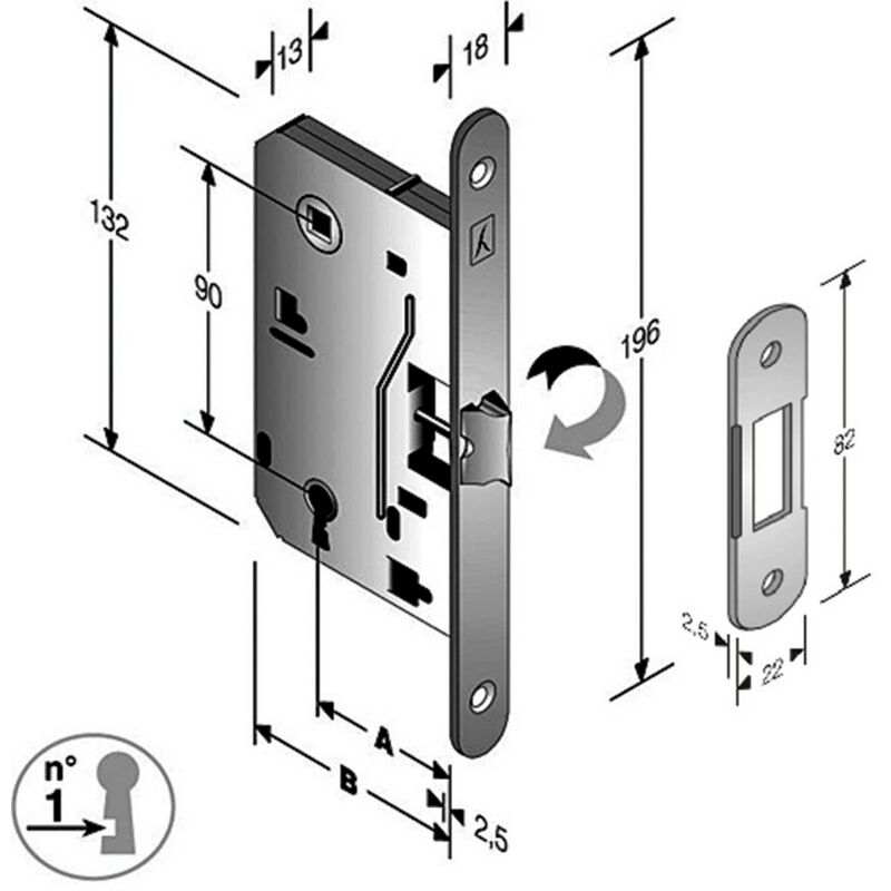 Image of 5PZ patent b. soft 8/90 scrocco centrale bt entrata 50 mm finitura ottonato