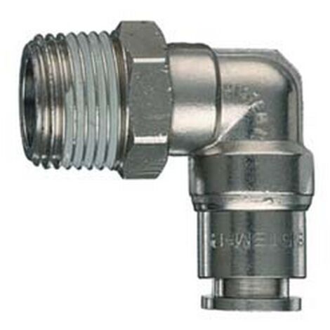 5PZ RACCORDO "L" GIREVOLE INNESTO AUTOMATICO E FILETTATO MASCHIO CONICO - attacco conico 1/4"M  mm.8 art.50/CG