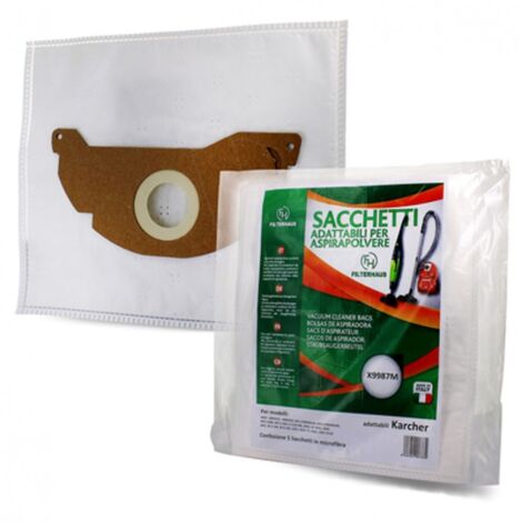 5PZ SACCHETTI MICROFIBRA BIDONE KARCHER SEBO 2501 2601 2061 3001 3001 PLUS WD25