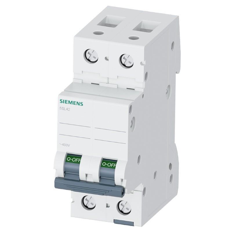 Interrupteur magnétothermique Siemens 2P 6A 10kA type c 2 modules 5SL42067