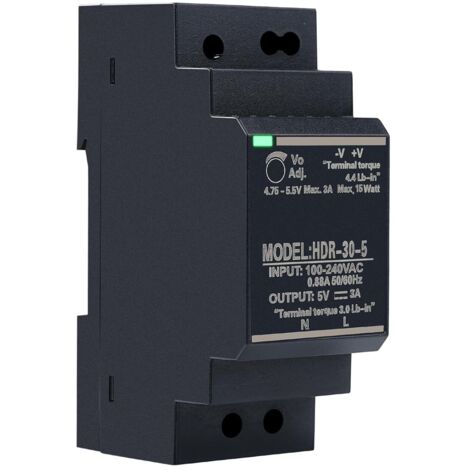 5V 3A 15W DIN rail power supply transformer, input voltage AC100V/240V, industrial switching power supply HDR-30-5