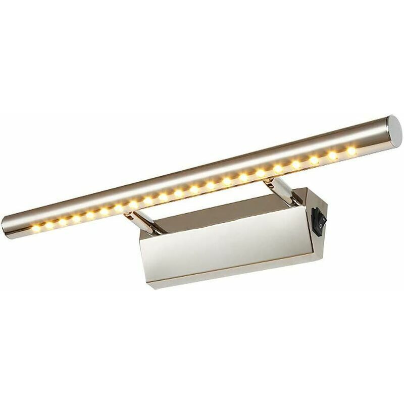 5W Led Miroir Avant Lumière - Lampe Salle Bains Avec Interrupteur Maquillage Étanche Éclairage Acier Inoxydable Applique Murale Toilettes Intérieur