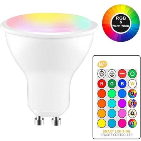 5W RGBW LED Ampoule GU10 Couleur Changement d'ambiance Éclairage LED Lampe Flash Strobe Fade Mode Bar KTV Décoratif Lumières + blanc chaud (2pcs)