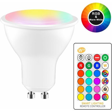 5W RGBW LED-Glühbirne GU10 Farbwechsel Stimmungsbeleuchtung LED-Blitzlampe Strobe Fade Fashion Bar KTV Dekorative Lichter + Warmweiß (2 Stück)