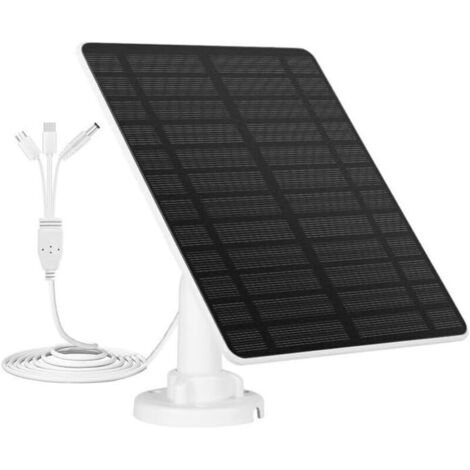5W Solar Panel for Camera, 5V Solar Panel with USB-C Port, Micro USB Adapter, IP65 Waterproof