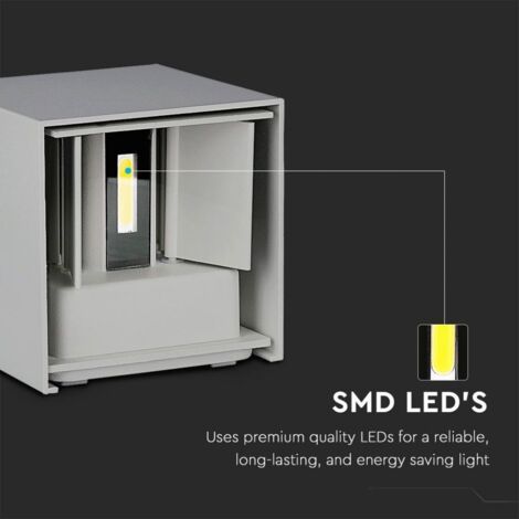 5W WALL LAMPADA DA GIARDINO BRIDGLUX CHIP CORPO GRIGIO QUADRATO IP65 3000K                               - Luce CALDA